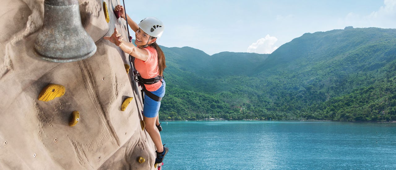 Challenge the rock climbing wall