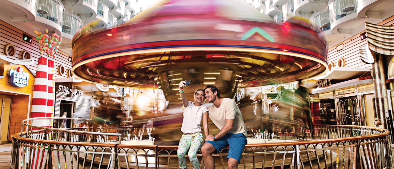 Take a ride at the carousel in "the Boardwalk" area