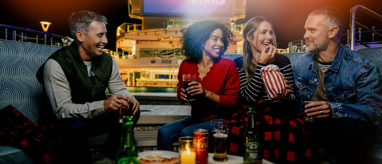 "Movies Under the Stars" is a poolside movie theater