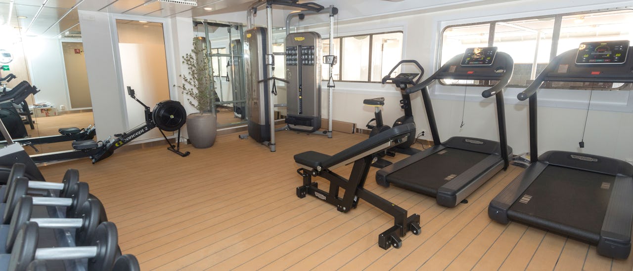 Work out at the fitness center